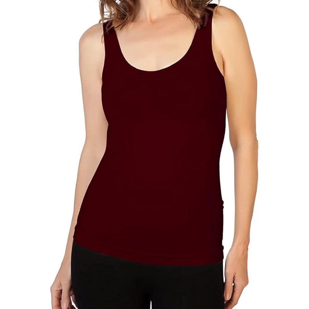 Skinny tees cranberry basic wide strap cami tank top seamless one size fits most